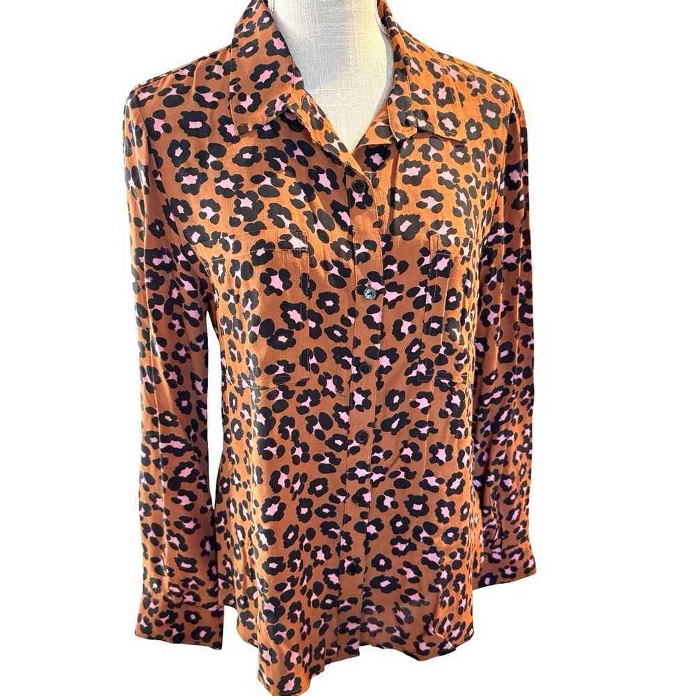 Sanctuary Leopard Print Top - Brown with Pink/Black - Picture 1 of 9